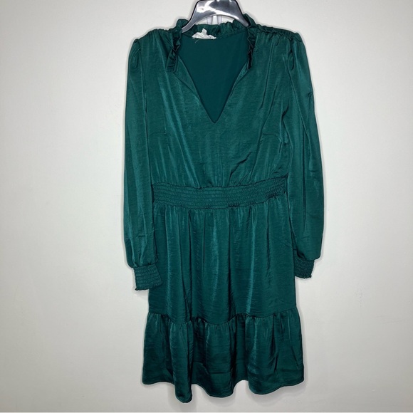 Lucky Brand emerald green long sleeve mini dress women’s size medium sexy dressy - Picture 1 of 11